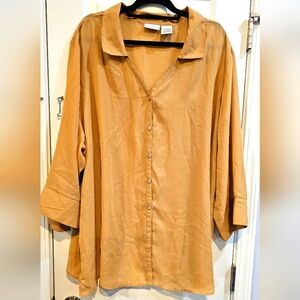 21 - White Stag size 30w / 32w button-down tan blouse